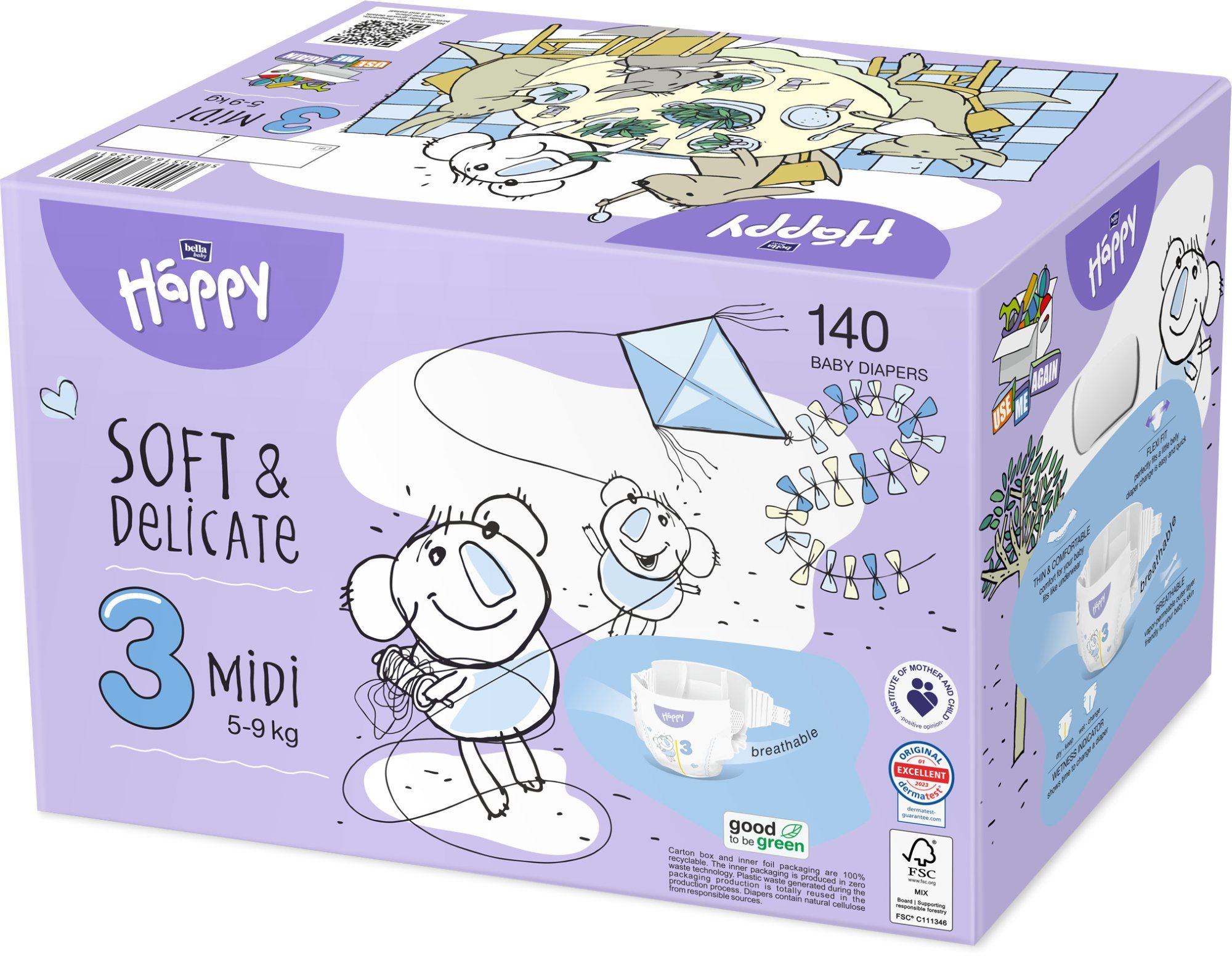 Bella Baby HAPPY - Babywindeln Midi Toy Box Größe 3, 2 x 70 Stk.