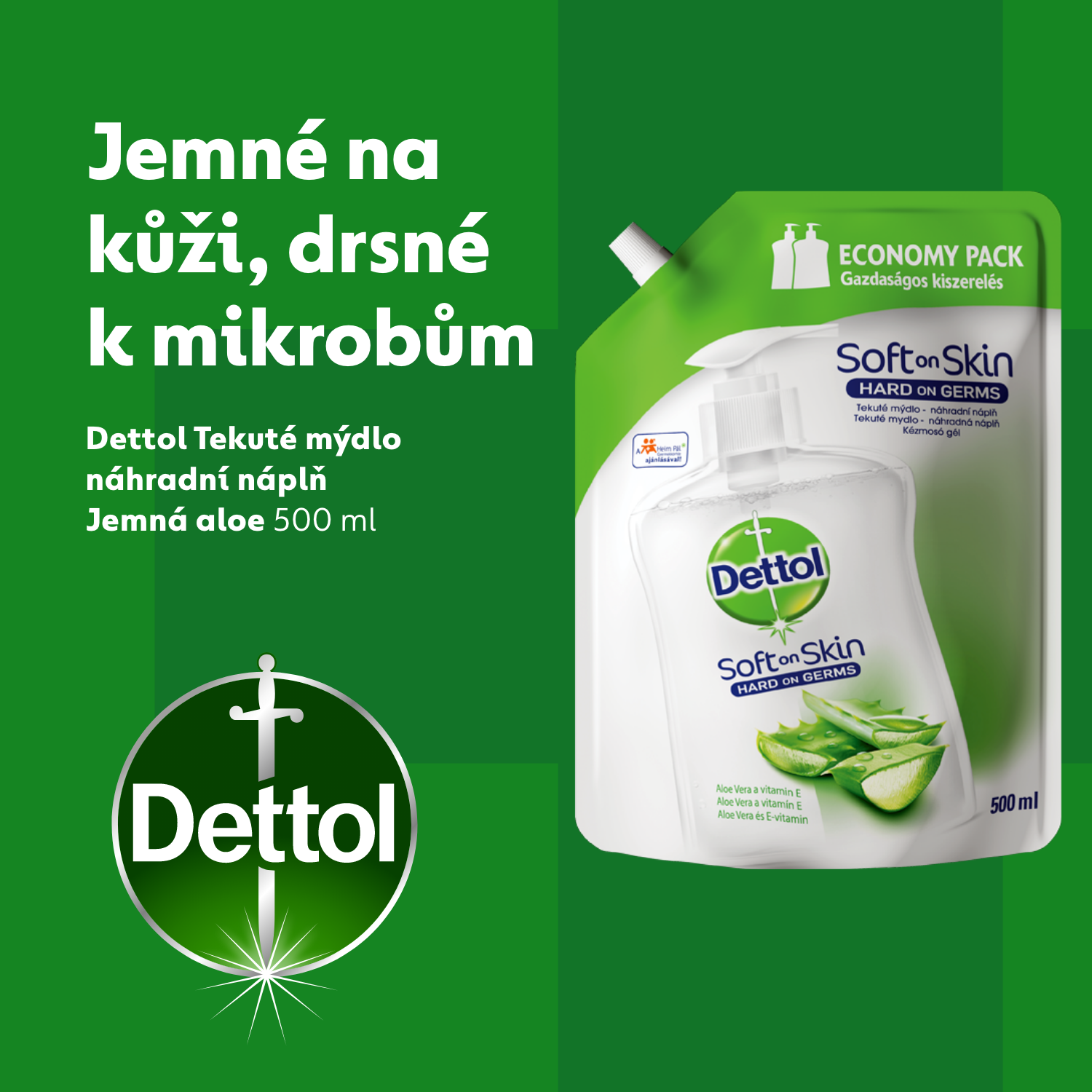 Dettol Flüssigseife Nachfüllpackung Aloe Vera und Vitamin E 500 ml